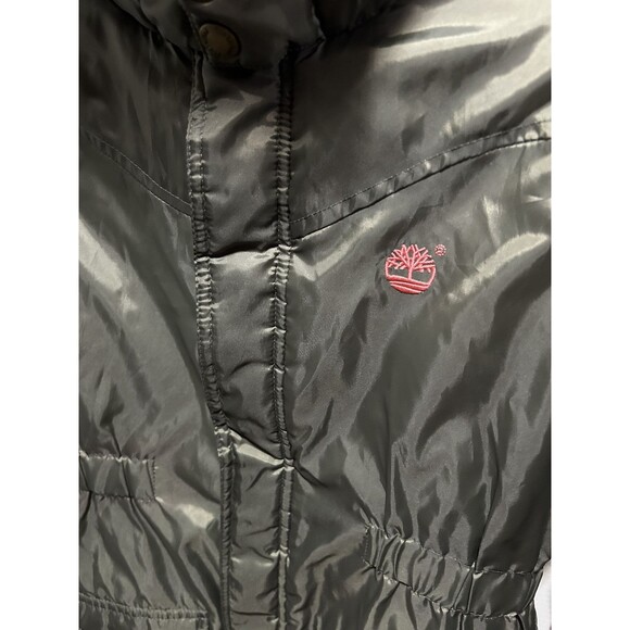 Timberland Girls Hooded Winter Coat Green Pink Full Zip Snap Size Large - Picture 4 of 12